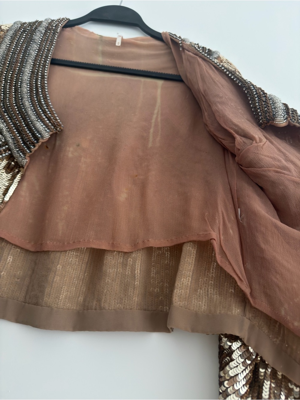 Free People Gold Sequin embellished vintage Jacket size m - Picture 15 of 16